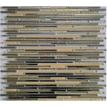 Gold mix silver electroplated glass mosaic tile